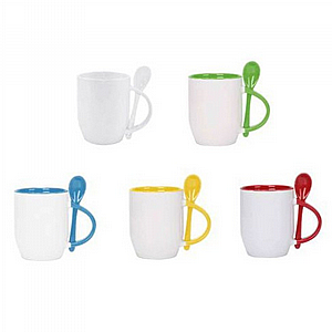 ספל קרמיקה 350 מ"ל עם כפית - קפה ספל קרמיקה 350 מ"ל עם כפית - קפה