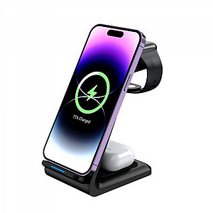 מטען אלחוטי 3 ב 1 - לנייד שעון ואוזניות מטען אלחוטי 3 ב 1 - לנייד שעון ואוזניות